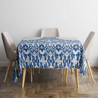 Malta Tablecloth with Blue White Tile Design and Maltese Cross Pattern - Wonder Print Shop