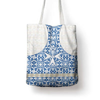 Malta Tote Bag with Blue White Tile Design and Maltese Cross Pattern - Wonder Print Shop