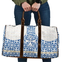 Malta Travel Bag with Blue White Tile Design and Maltese Cross Pattern - Wonder Print Shop