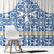 Malta Window Curtain with Blue White Tile Design and Maltese Cross Pattern - Wonder Print Shop
