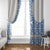 Malta Window Curtain with Blue White Tile Design and Maltese Cross Pattern - Wonder Print Shop