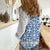 Malta Women Casual Shirt with Blue White Tile Design and Maltese Cross Pattern - Wonder Print Shop