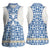 Malta Women Sleeveless Polo Shirt with Blue White Tile Design and Maltese Cross Pattern - Wonder Print Shop