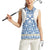 Malta Women Sleeveless Polo Shirt with Blue White Tile Design and Maltese Cross Pattern - Wonder Print Shop