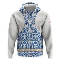Malta Zip Hoodie with Blue White Tile Design and Maltese Cross Pattern - Wonder Print Shop
