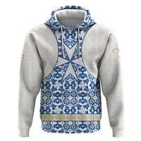 Malta Zip Hoodie with Blue White Tile Design and Maltese Cross Pattern - Wonder Print Shop