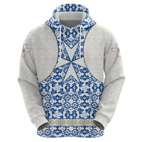Malta Zip Hoodie with Blue White Tile Design and Maltese Cross Pattern - Wonder Print Shop