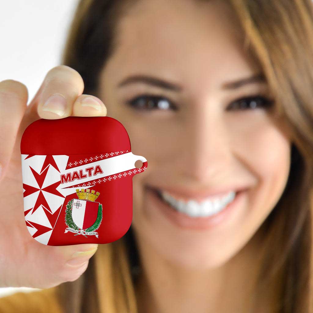 Malta AirPods Case with Red White Starburst Design - Wonder Print Shop