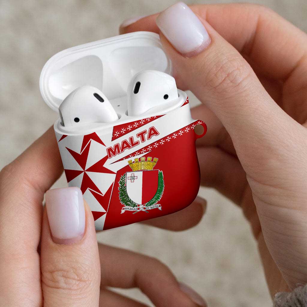 Malta AirPods Case with Red White Starburst Design - Wonder Print Shop