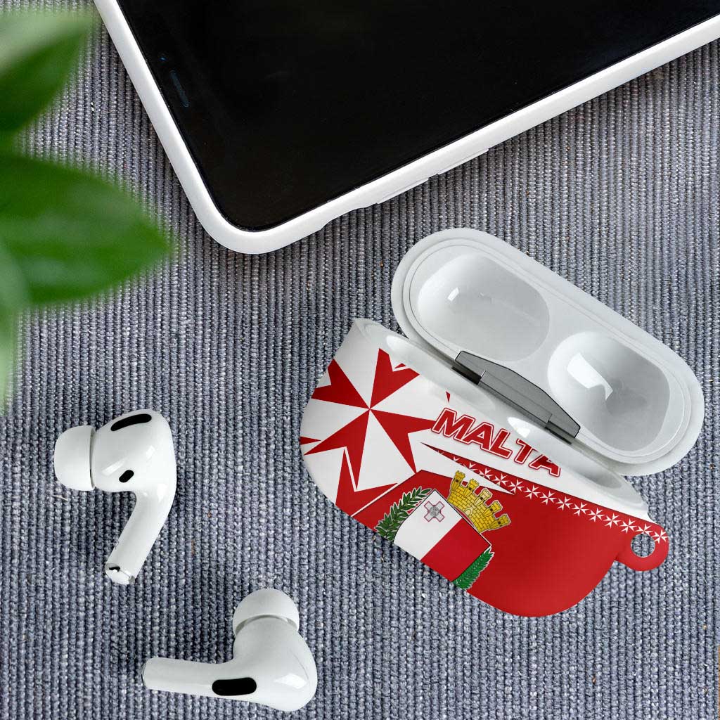 Malta AirPods Case with Red White Starburst Design - Wonder Print Shop