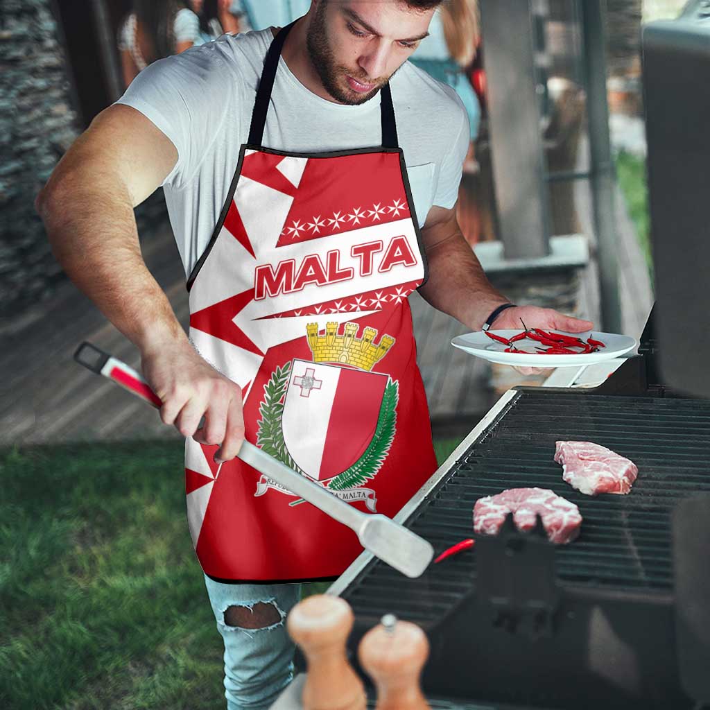 Malta Apron with Red White Starburst Design - Wonder Print Shop
