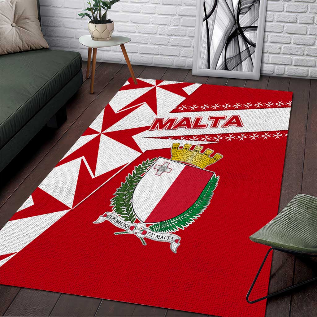 Malta Area Rug with Red White Starburst Design - Wonder Print Shop