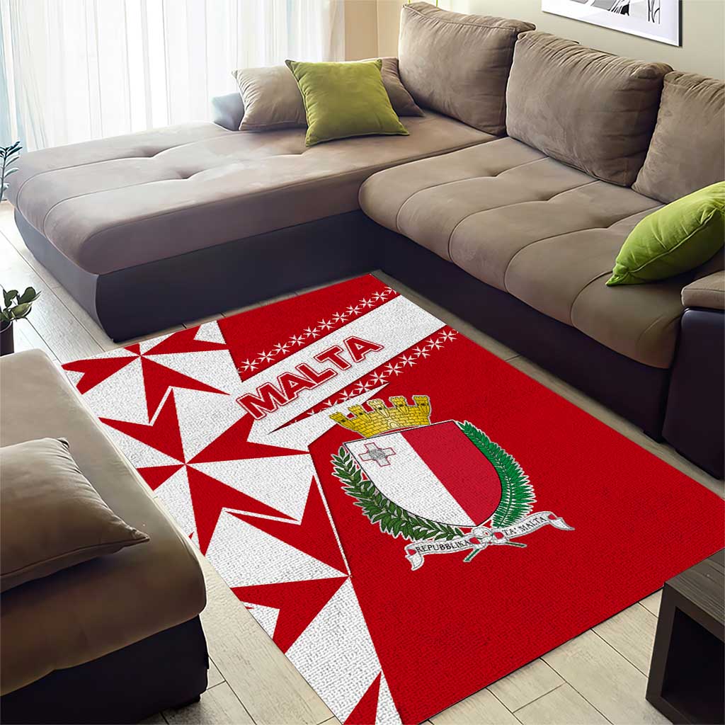 Malta Area Rug with Red White Starburst Design - Wonder Print Shop