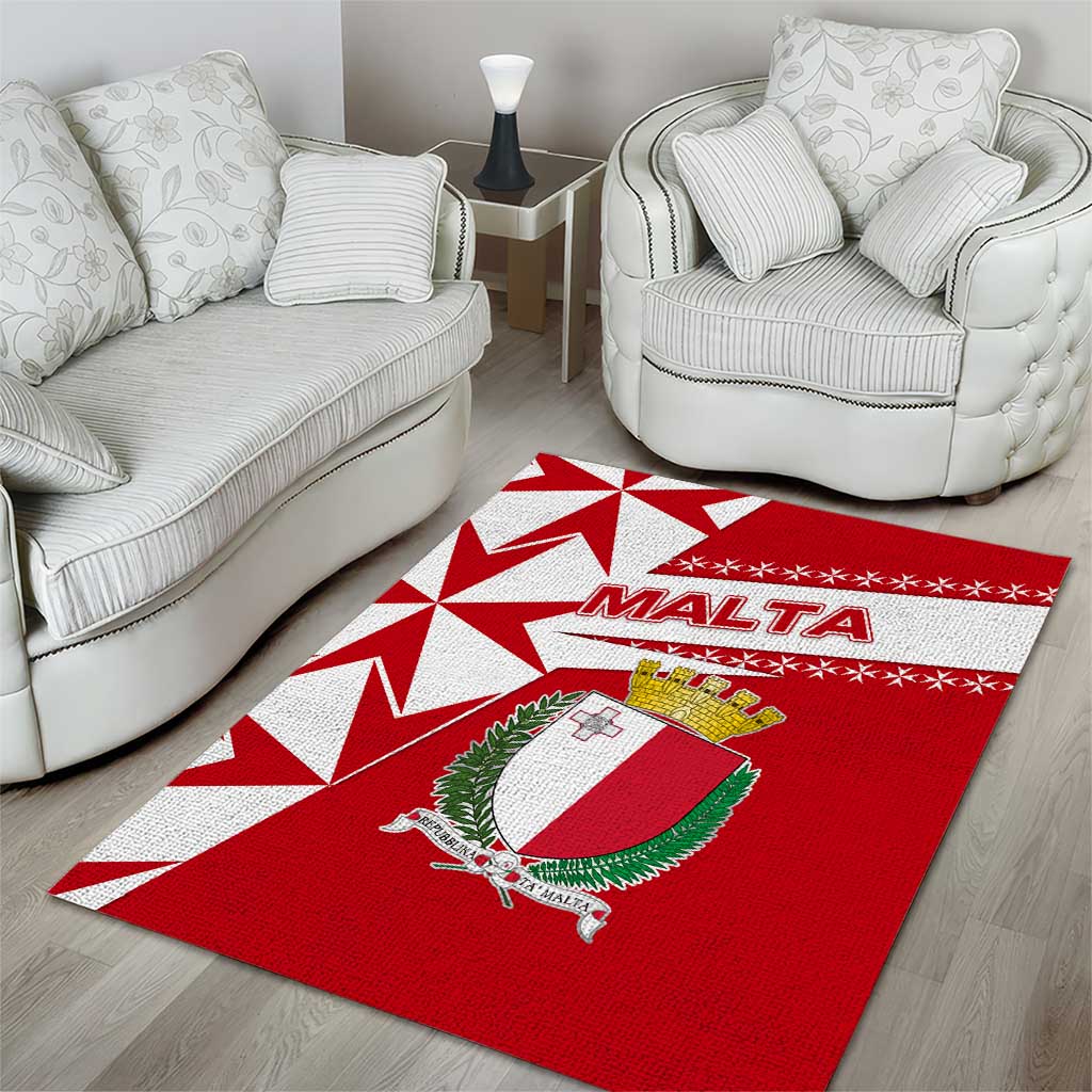 Malta Area Rug with Red White Starburst Design - Wonder Print Shop