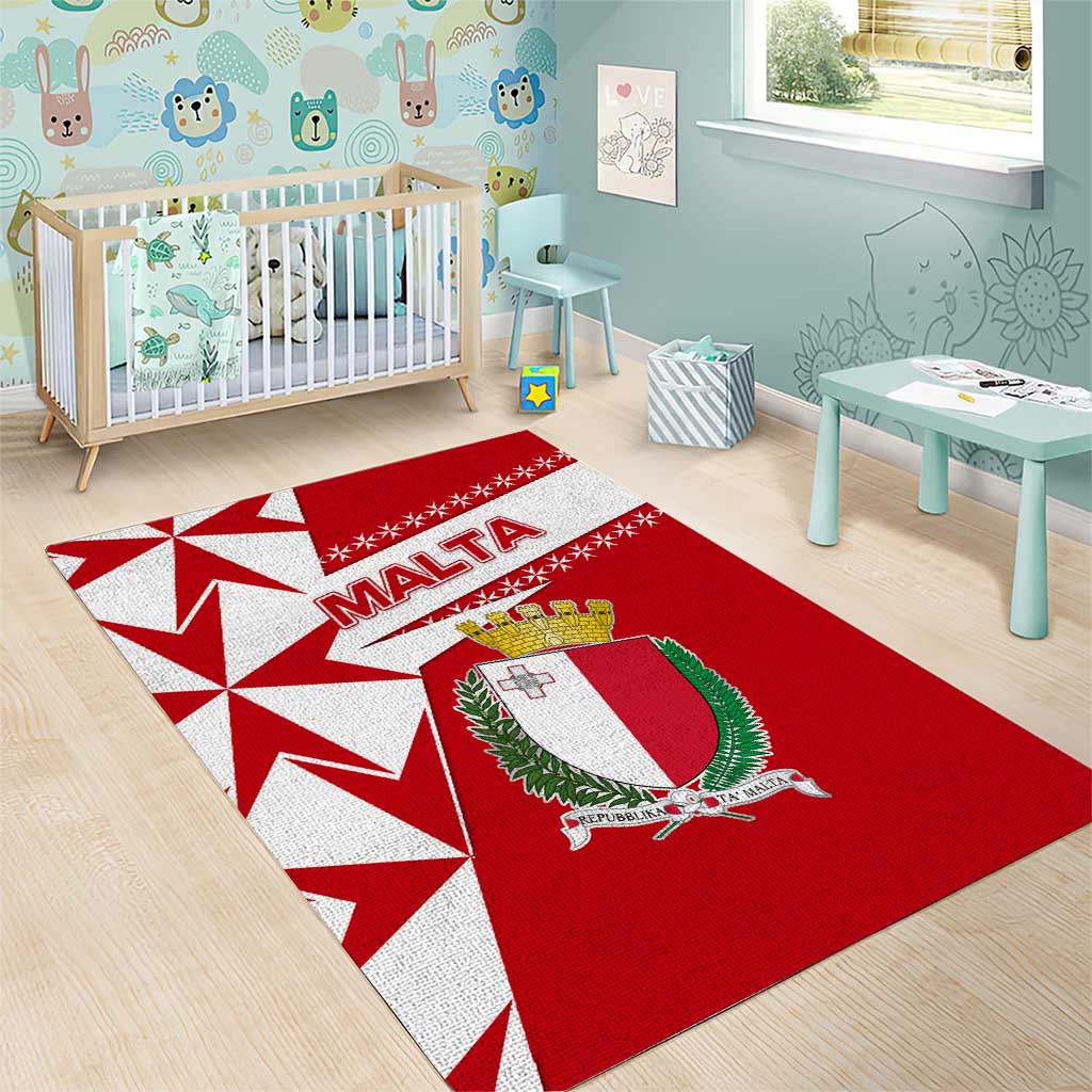 Malta Area Rug with Red White Starburst Design - Wonder Print Shop