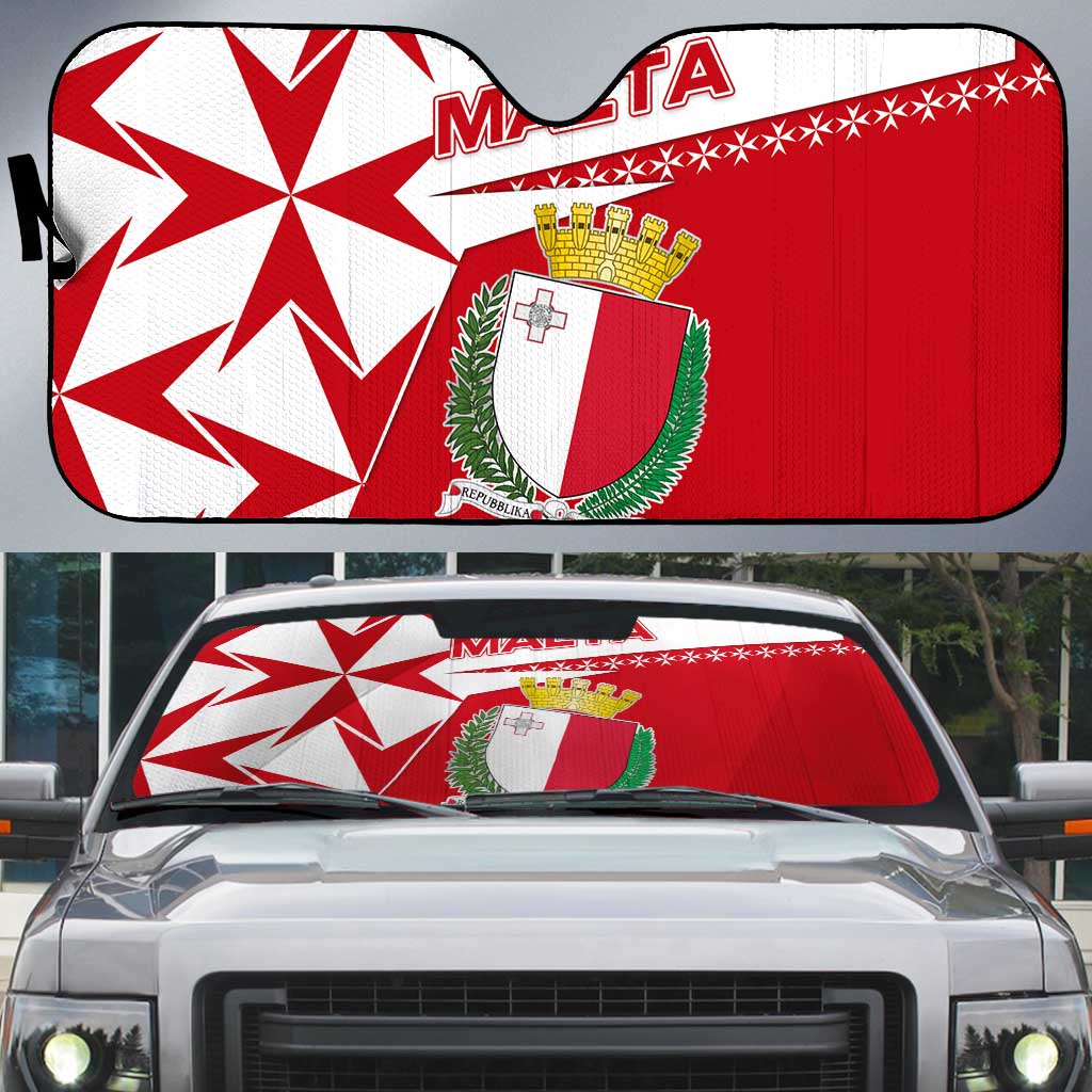 Malta Auto Sun Shade with Red White Starburst Design - Wonder Print Shop