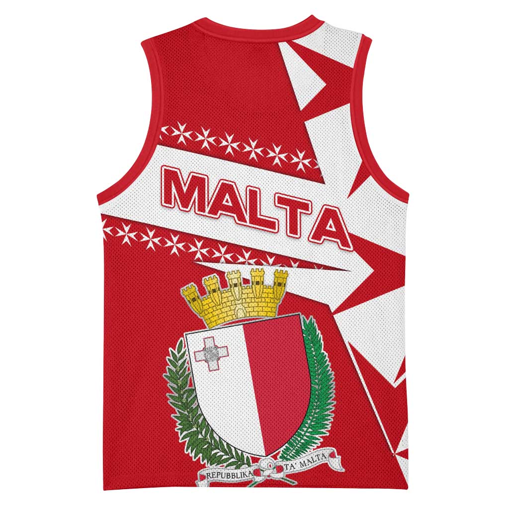 Malta Basketball Jersey with Red White Starburst Design - Wonder Print Shop