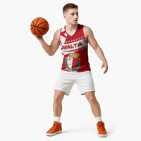 Malta Basketball Jersey with Red White Starburst Design - Wonder Print Shop