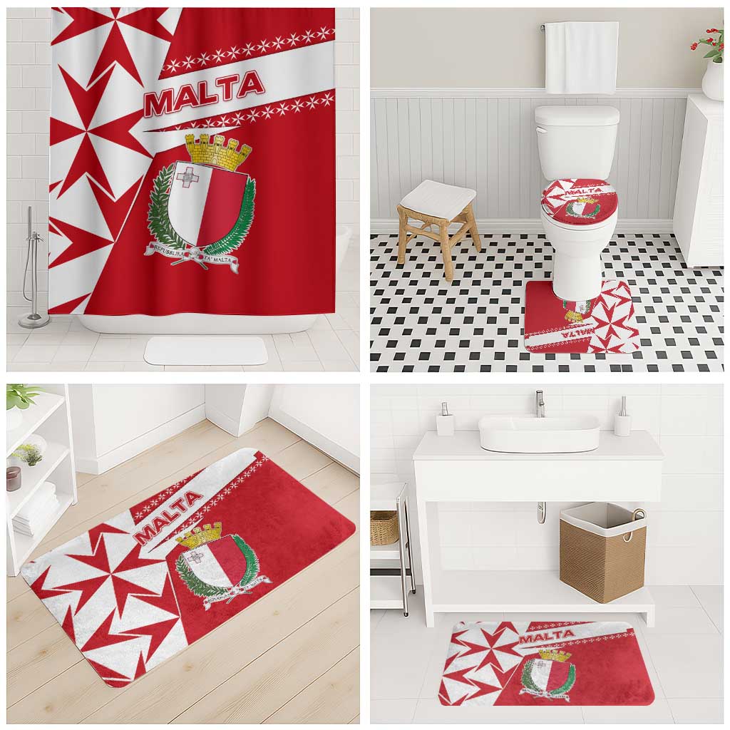 Malta Bathroom Set with Red White Starburst Design - Wonder Print Shop