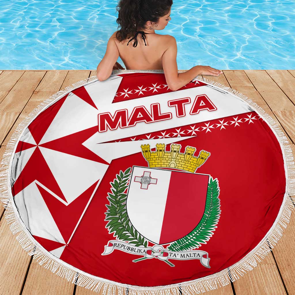 Malta Beach Blanket with Red White Starburst Design - Wonder Print Shop