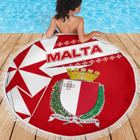 Malta Beach Blanket with Red White Starburst Design - Wonder Print Shop