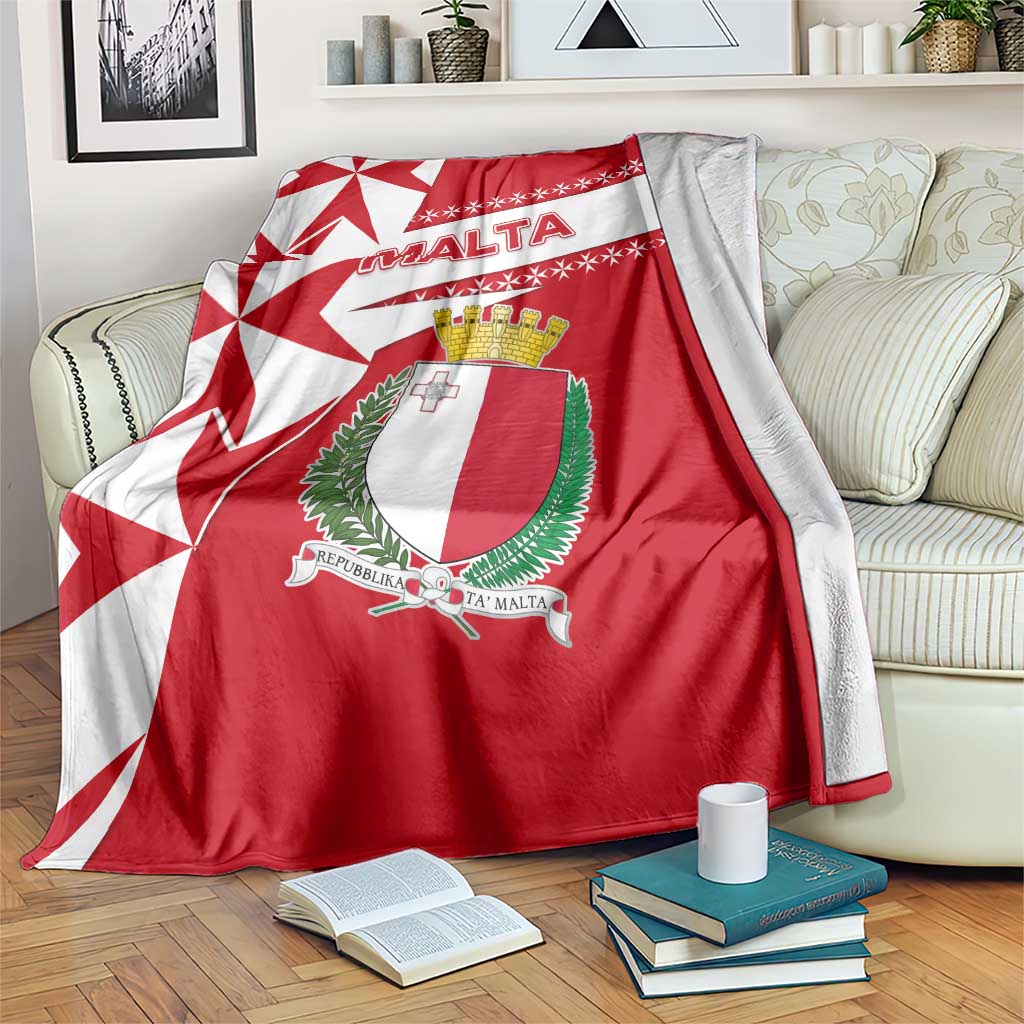 Malta Blanket with Red White Starburst Design - Wonder Print Shop