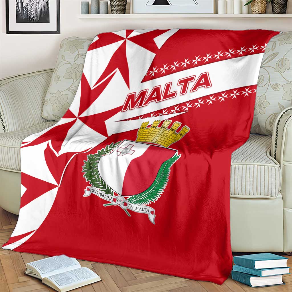 Malta Blanket with Red White Starburst Design - Wonder Print Shop