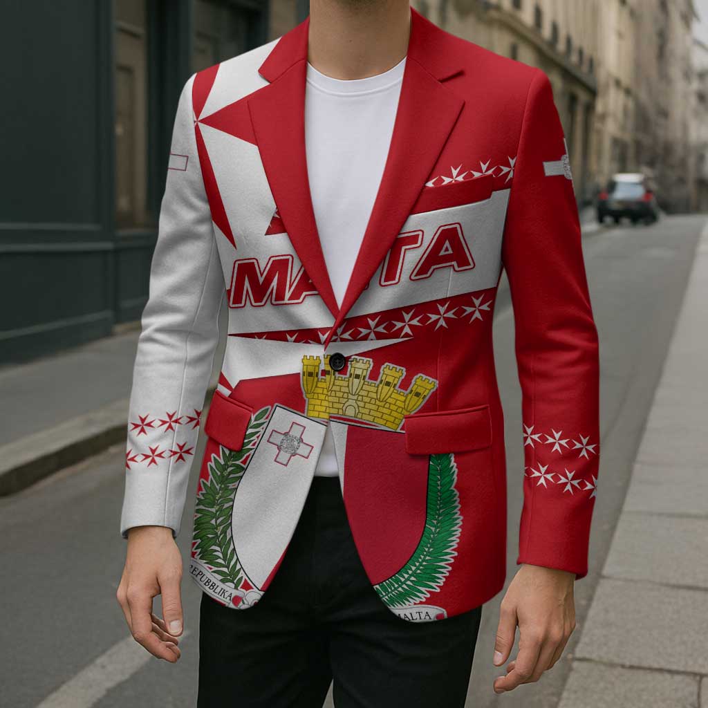 Malta Blazer with Red White Starburst Design - Wonder Print Shop