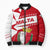 Malta Bomber Puffer Jacket with Red White Starburst Design - Wonder Print Shop