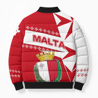 Malta Bomber Puffer Jacket with Red White Starburst Design - Wonder Print Shop