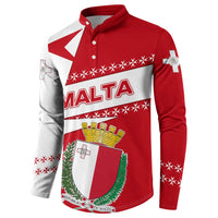 Malta Button Sweatshirt with Red White Starburst Design - Wonder Print Shop