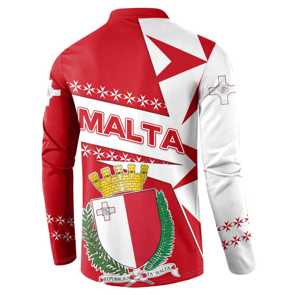 Malta Button Sweatshirt with Red White Starburst Design - Wonder Print Shop