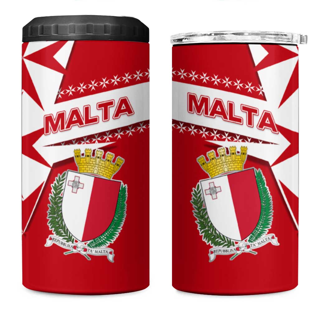 Malta 4 in 1 Can Cooler Tumbler with Red White Starburst Design - Wonder Print Shop