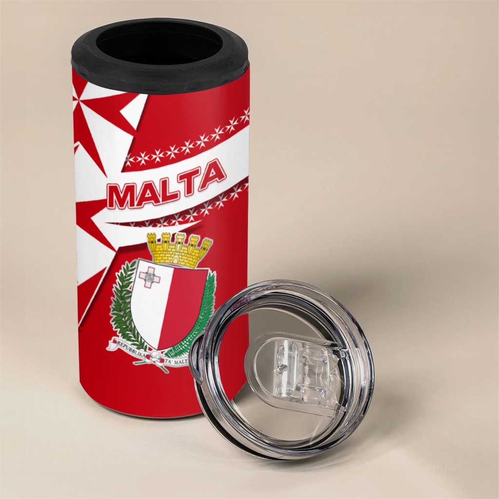 Malta 4 in 1 Can Cooler Tumbler with Red White Starburst Design - Wonder Print Shop