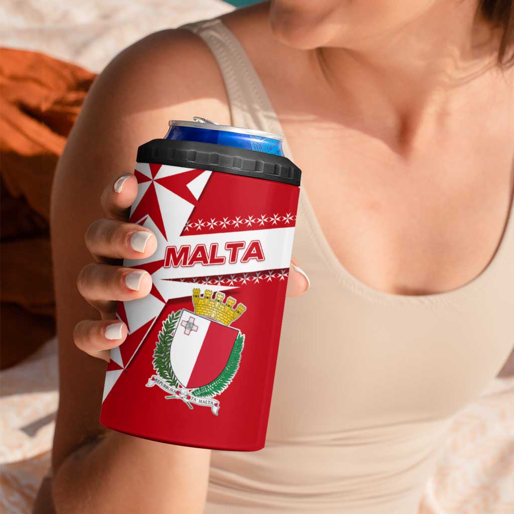 Malta 4 in 1 Can Cooler Tumbler with Red White Starburst Design - Wonder Print Shop