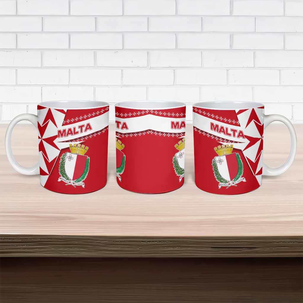 Malta Ceramic Mug with Red White Starburst Design - Wonder Print Shop
