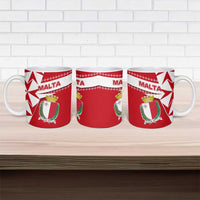 Malta Ceramic Mug with Red White Starburst Design - Wonder Print Shop