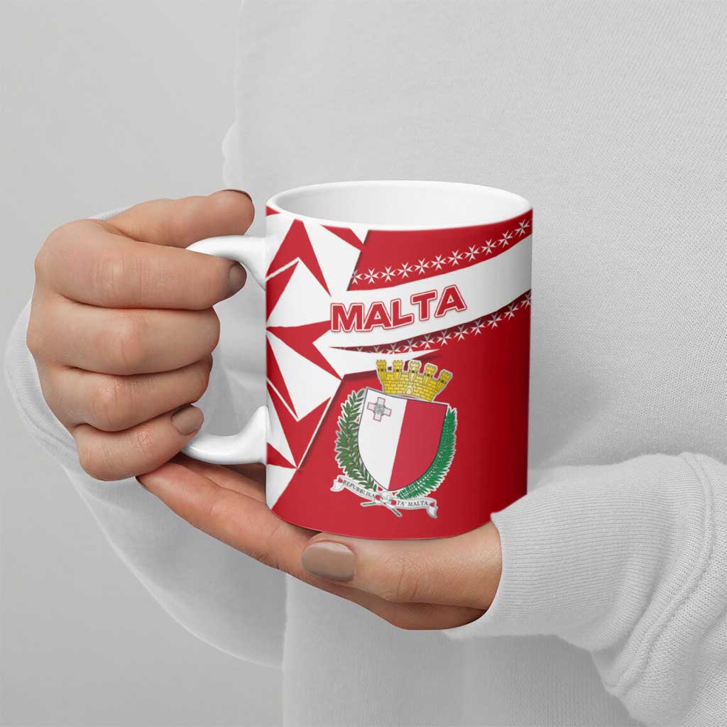 Malta Ceramic Mug with Red White Starburst Design - Wonder Print Shop