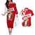 Malta Couples Matching Off The Shoulder Long Sleeve Dress and Hawaiian Shirt with Red White Starburst Design - Wonder Print Shop