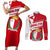 Malta Couples Matching Short Sleeve Bodycon Dress and Long Sleeve Button Shirt with Red White Starburst Design - Wonder Print Shop