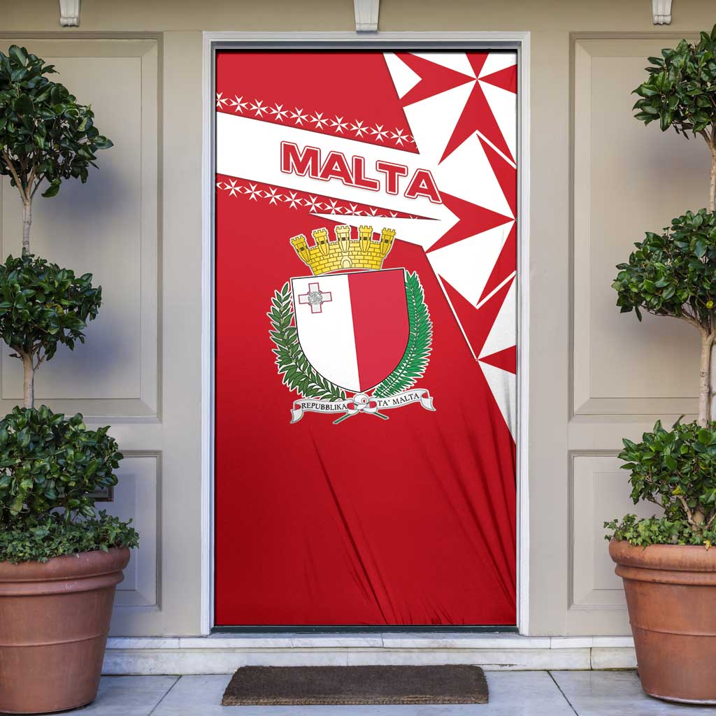 Malta Door Cover with Red White Starburst Design - Wonder Print Shop