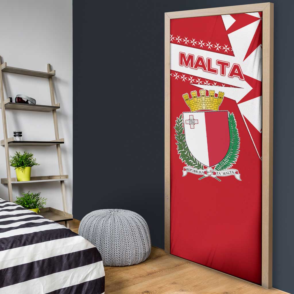 Malta Door Cover with Red White Starburst Design - Wonder Print Shop