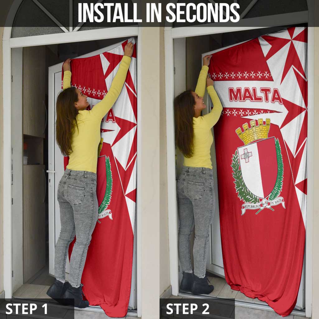 Malta Door Cover with Red White Starburst Design - Wonder Print Shop
