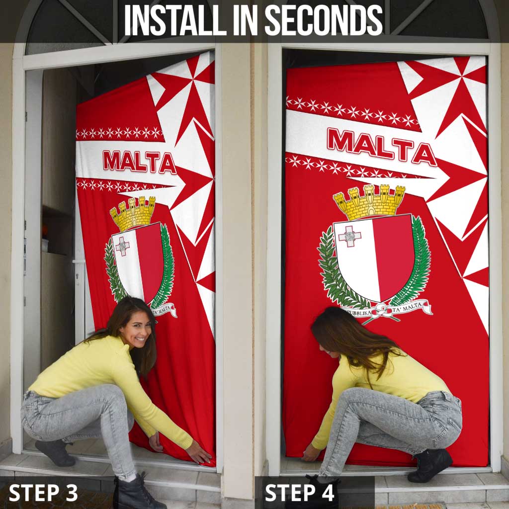 Malta Door Cover with Red White Starburst Design - Wonder Print Shop