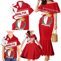 Malta Family Matching Mermaid Dress and Hawaiian Shirt with Red White Starburst Design - Wonder Print Shop