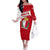 Malta Family Matching Off The Shoulder Long Sleeve Dress and Hawaiian Shirt with Red White Starburst Design - Wonder Print Shop