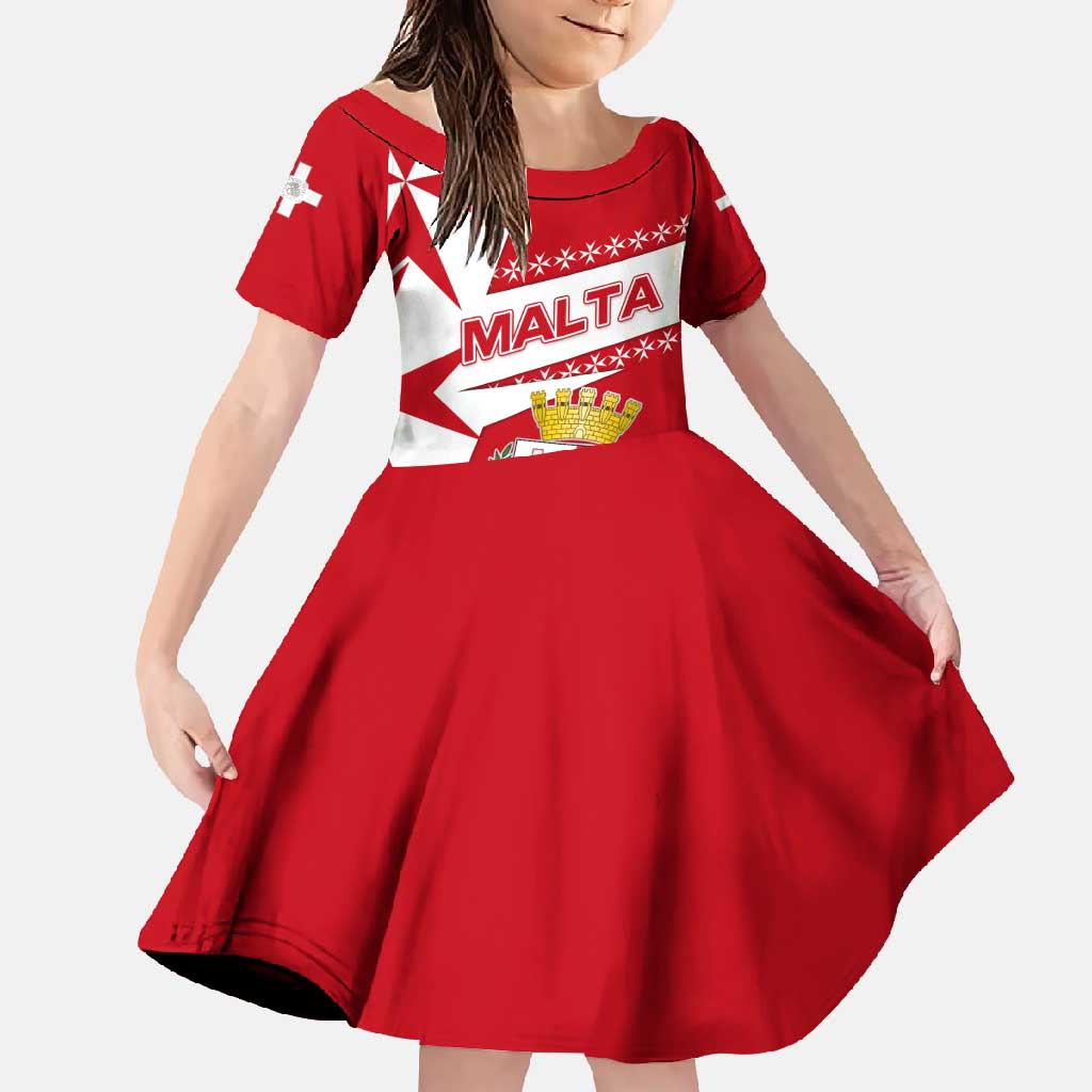 Malta Family Matching Off Shoulder Maxi Dress and Hawaiian Shirt with Red White Starburst Design - Wonder Print Shop