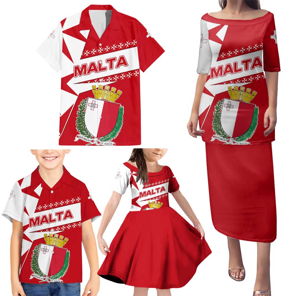 Malta Family Matching Puletasi and Hawaiian Shirt with Red White Starburst Design - Wonder Print Shop