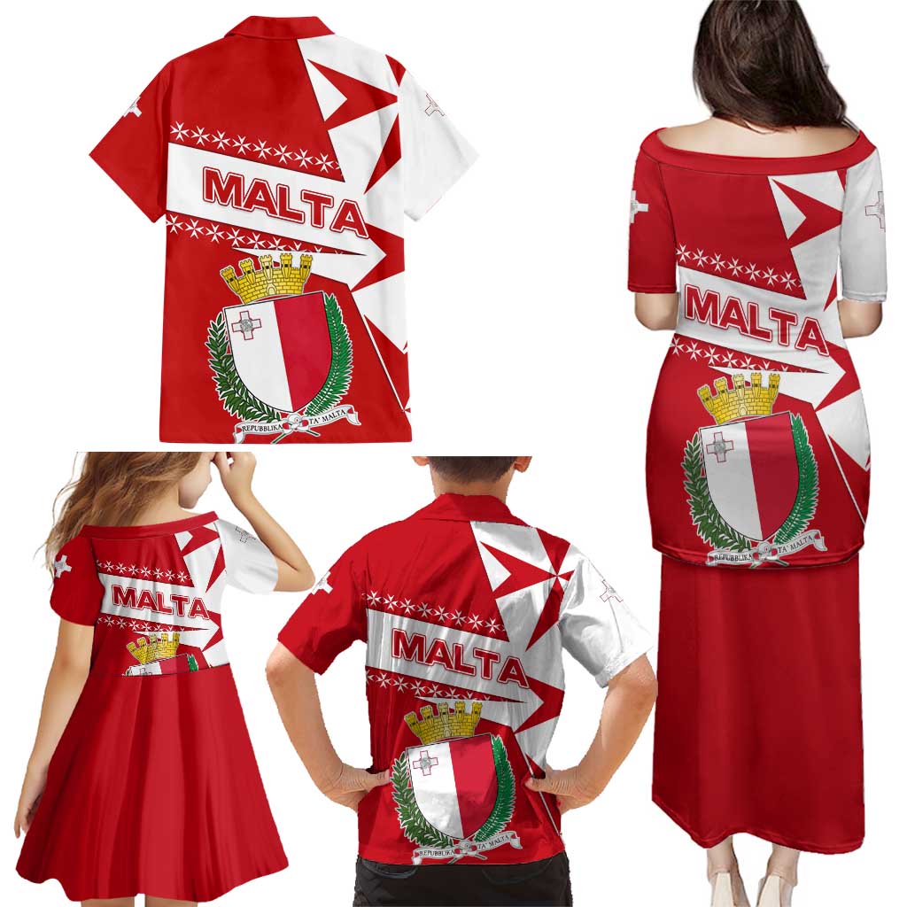 Malta Family Matching Puletasi and Hawaiian Shirt with Red White Starburst Design - Wonder Print Shop