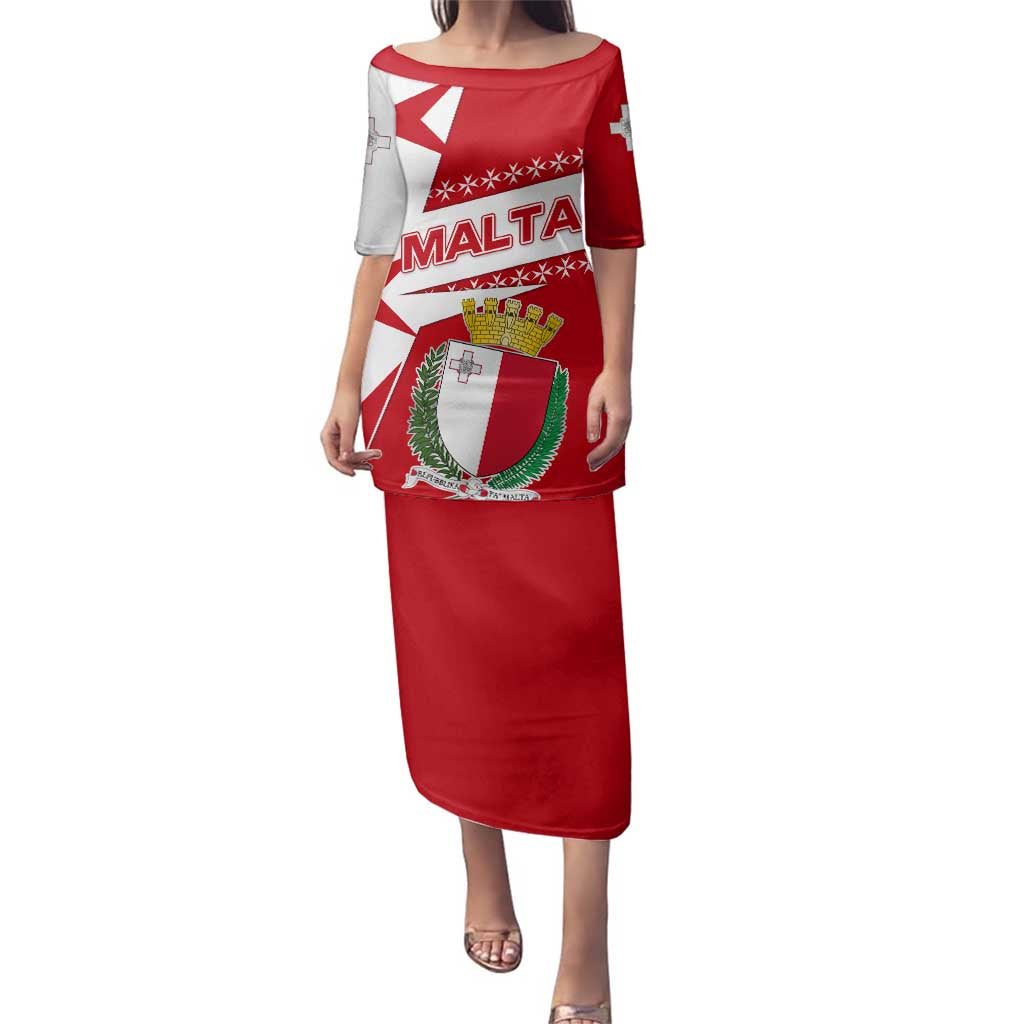 Malta Family Matching Puletasi and Hawaiian Shirt with Red White Starburst Design - Wonder Print Shop